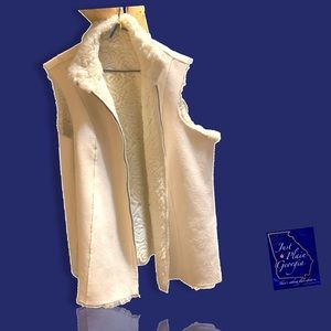 Cream reversible genuine suede Sherpa vest. Coldwater Creek. Excellent condition
